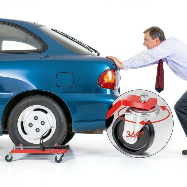 Garvee Red Hydraulic Wheel Dolly Set 4‑Caster 6000lb Capacity-4