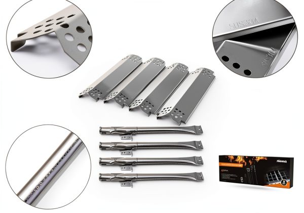 Hisencn 304 Stainless Steel Grill Replacement Parts for Nexgrill 720-0830H, 720-0888, 720-0888N, Grill Burner, Heat Plates, Grill Igniter Kit Replacement for Home Depot Nexgrill 4 Burner Parts-6