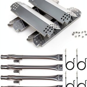 Hisencn 304 Stainless Steel Grill Replacement Parts for Nexgrill 720-0830H, 720-0888, 720-0888N, Grill Burner, Heat Plates, Grill Igniter Kit Replacement for Home Depot Nexgrill 4 Burner Parts-0