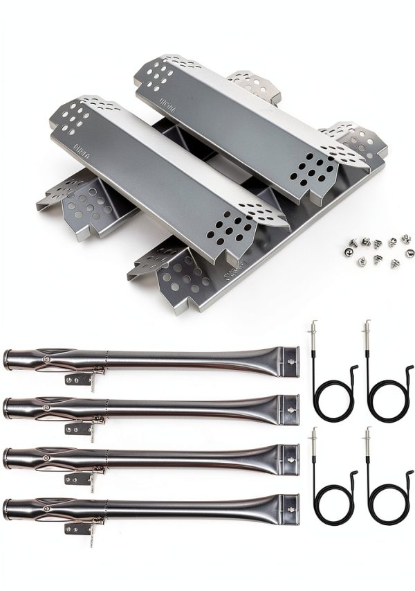 Hisencn 304 Stainless Steel Grill Replacement Parts for Nexgrill 720-0830H, 720-0888, 720-0888N, Grill Burner, Heat Plates, Grill Igniter Kit Replacement for Home Depot Nexgrill 4 Burner Parts-0