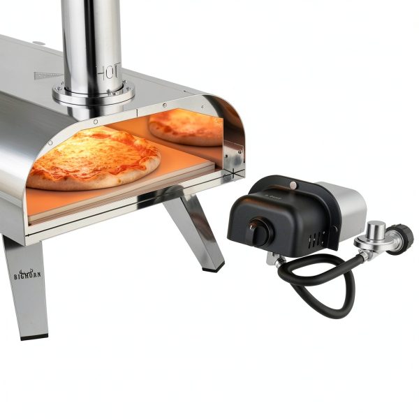 BIG HORN OUTDOORS Propane Gas Burner for BIG HORN OUTDOORS 12 Inch Pizza Oven, Pizza Oven Gas Burner Attachment Includes Gas Regulator and Hose, Pizza Oven Accessories-6