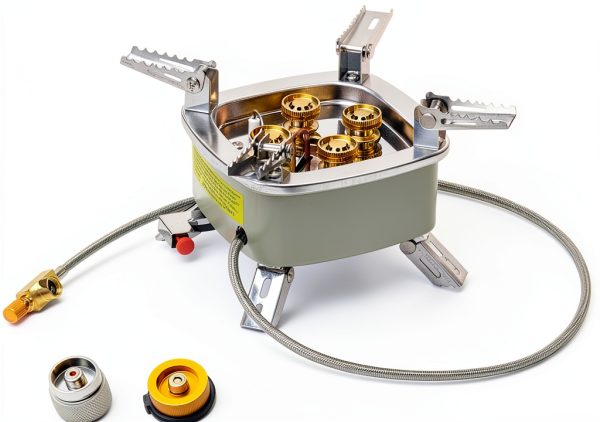 The Bincho Grill Charcoal Starter Gas Burner – 12,800W High Heat Mini Stove with 4 Heads – For Chimneys to Light Binchotan & BBQ Charcoal – Portable Propane/Butane Camping Stove with Piezo Ignition-0