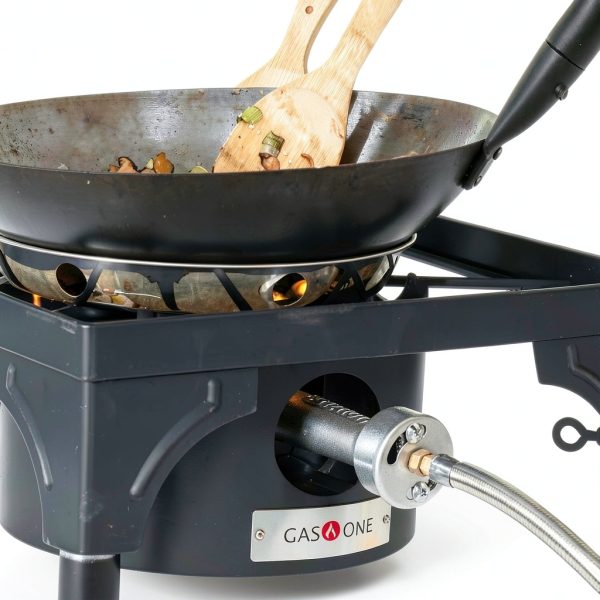Propane Single Burner Camp Stove GasOne B-3000H-15 Red QCC Regulator-7