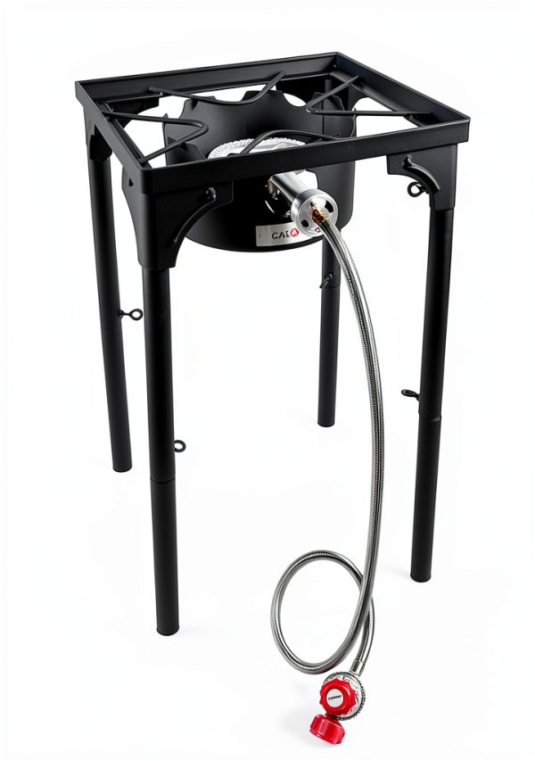 Propane Single Burner Camp Stove GasOne B-3000H-15 Red QCC Regulator-0