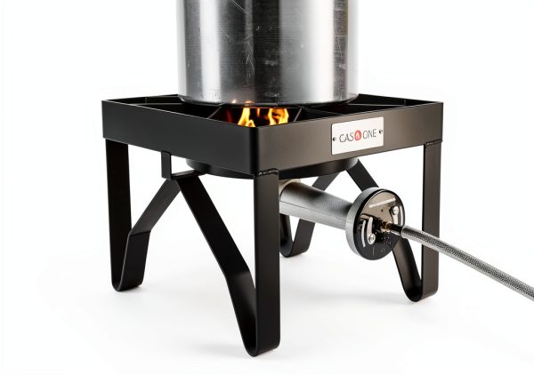 GasOne 200K BTU Propane Burner – Heavy-Duty Propane Stove – Outdoor Burner with Adjustable 0-20Psi Regulator and Steel Braided Hose – Ideal for Home Brewing, Turkey Fry-1