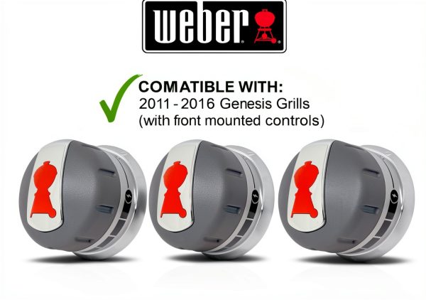 Weber 88848 Gas Grill Burner Knobs 3 Pack Genesis 2011-2016-2